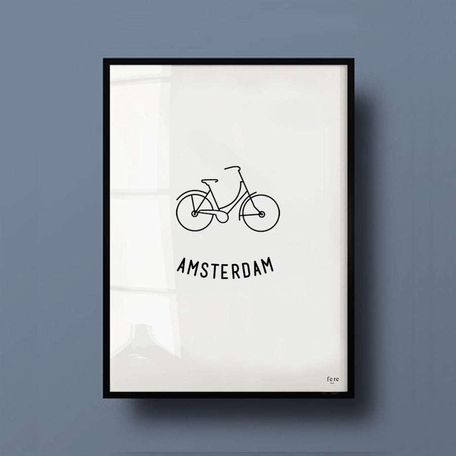 Affiche Monde, Amsterdam - Fere, illustration et décoration en noir et blanc