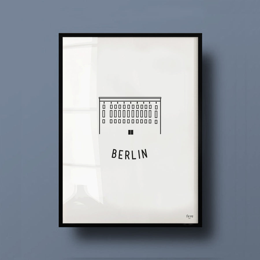 Affiche Monde, Berlin - Fere, illustration et décoration en noir et blanc