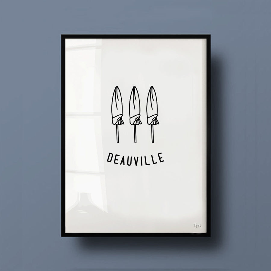 Affiche France, Deauville - Fere, illustration et décoration en noir et blanc