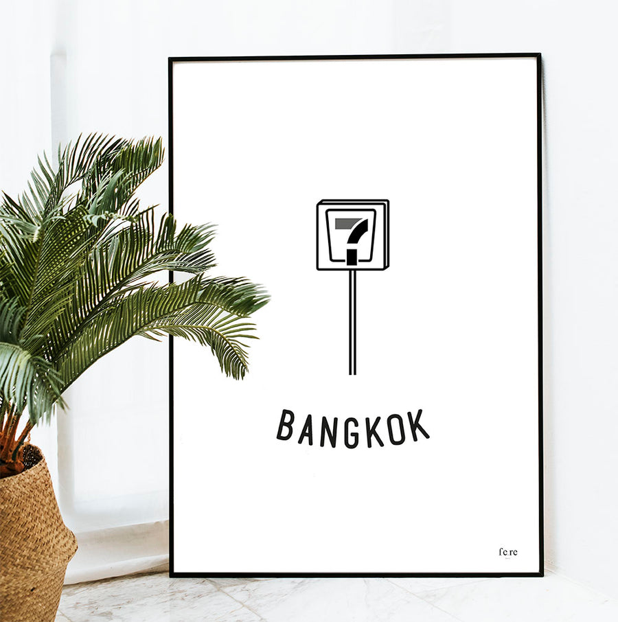 Affiche Monde Fere, illustration et décoration en noir et blanc bangkok
