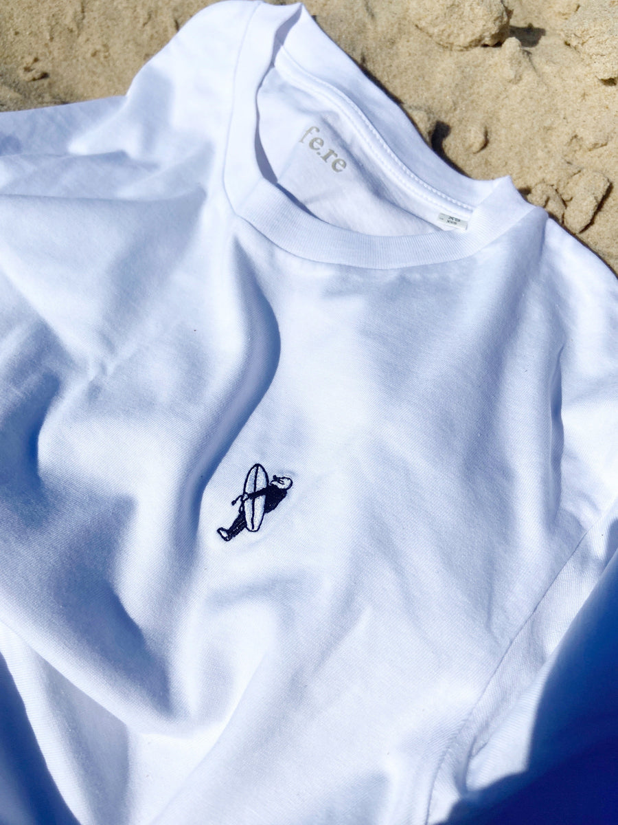 T-shirt broderie - le surf - Fere, illustration et décoration en noir et blanc 