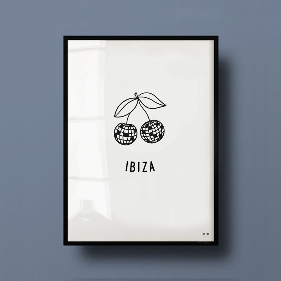 Affiche Monde, ibiza canaries - Fere, illustration et décoration en noir et blanc