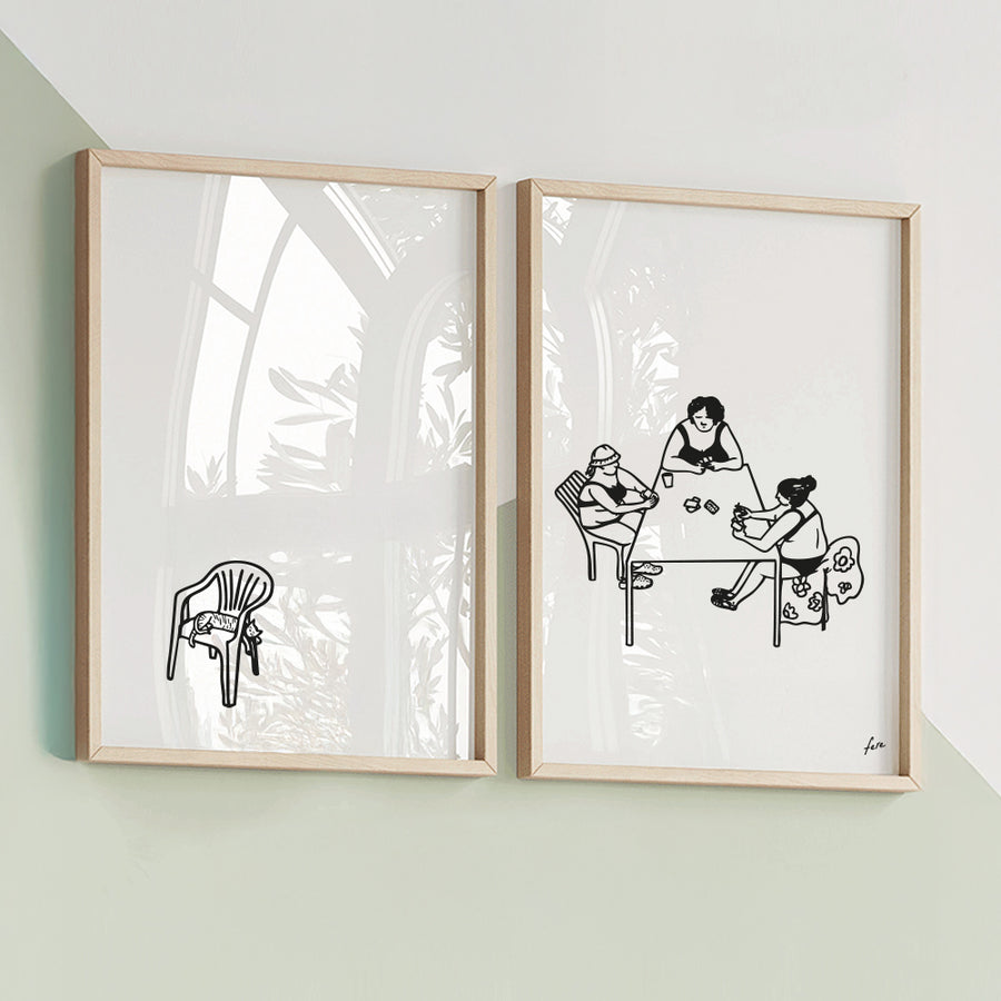 joueuses de carte ete poster affiches decoration murale fere