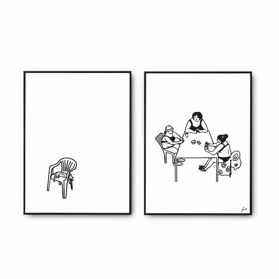 joueuses de carte ete poster affiches decoration murale fere