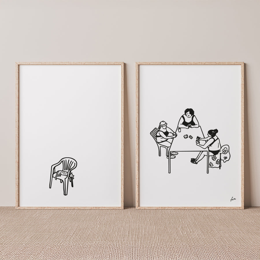 joueuses de carte ete poster affiches decoration murale fere