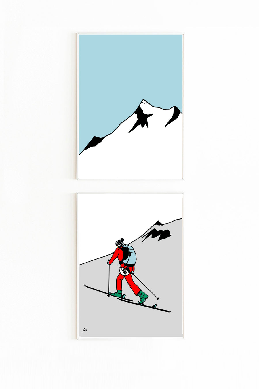 ski de randonnée couleurs jet d'encre  affiches prints