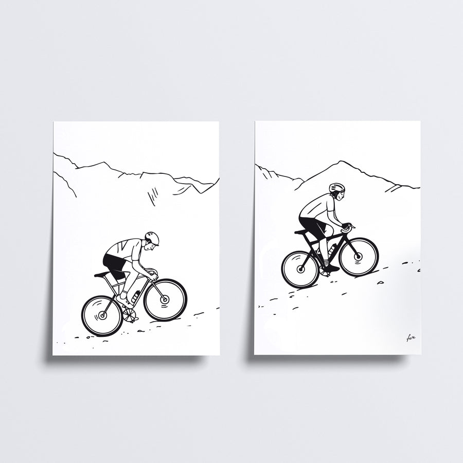 Duo d'affiches les cyclistes grimpeurs