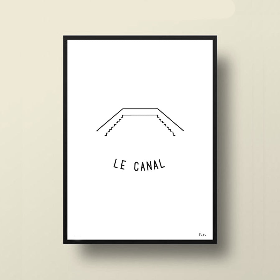 Affiche Paris, Le Canal - Fere, illustration et décoration en noir et blanc