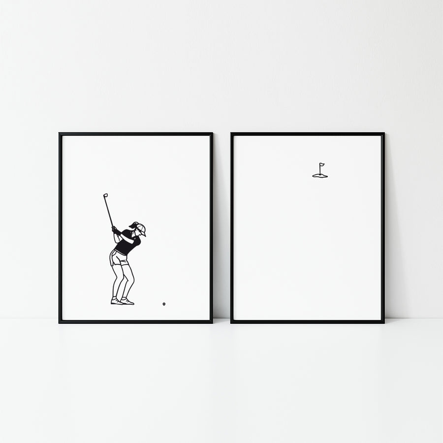 fans de golfl, le duo d'affiches FERE illustrées de leur sport préféré cadre decoration intérieur