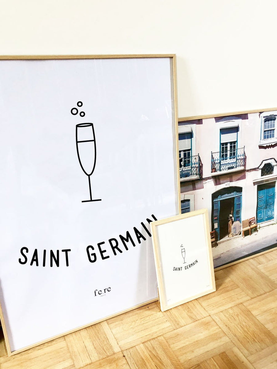 Affiche Paris, Saint Germain - Fere, illustration et décoration en noir et blanc 