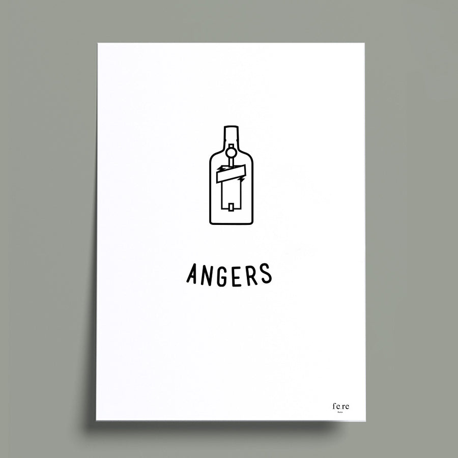Affiche France, Angers - Fere illustration et décoration en noir et blanc