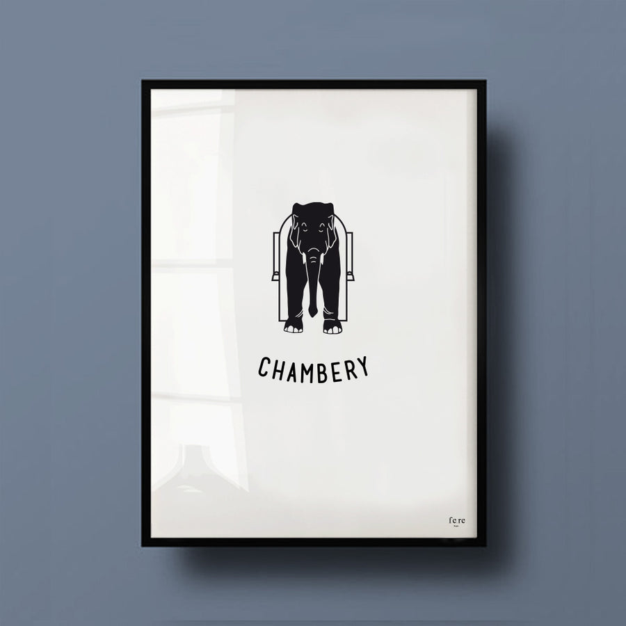 Affiche France chambery fontaine 4 sans culs Fere, illustration et décoration en noir et blanc