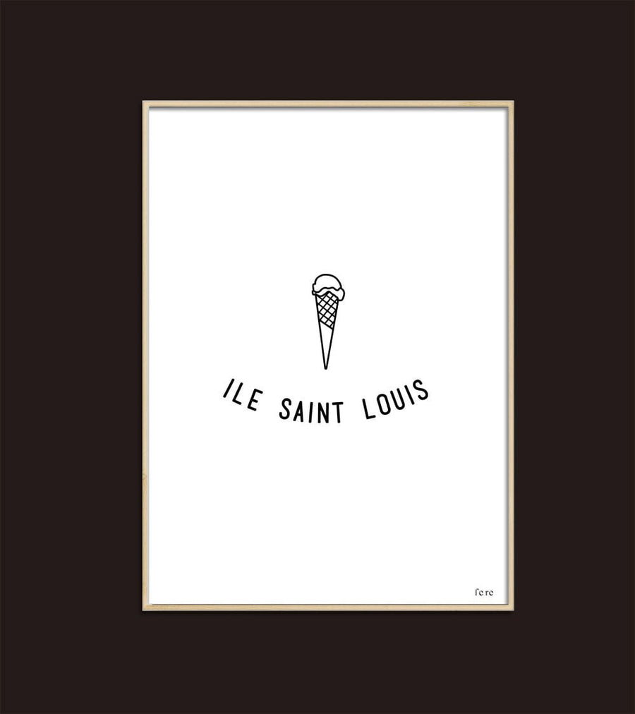 Affiche Paris, Ile Saint Louis - Fere, illustration et décoration en noir et blanc 