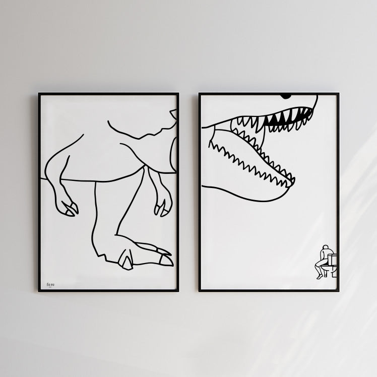 film culte Jurassic Park  illustration fere salon diptyque art mural poster affiches film
