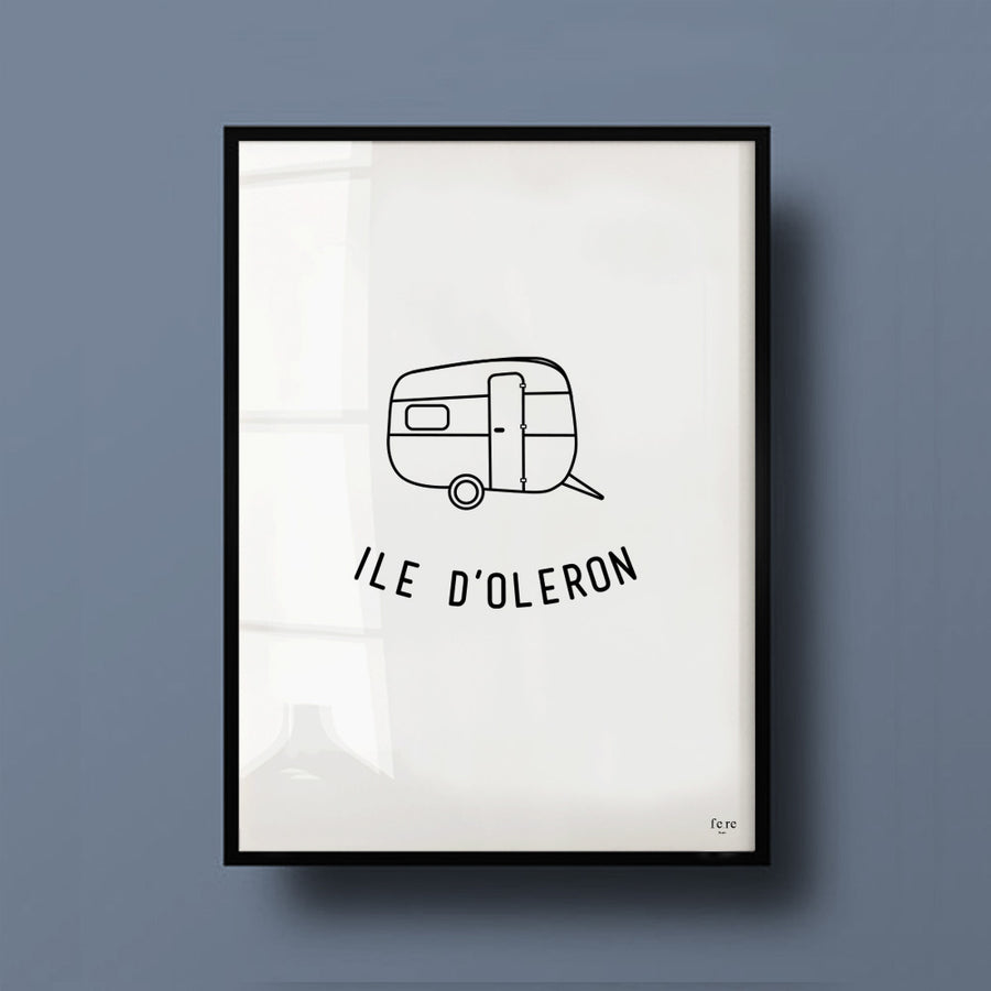 Affiche France,ile d'oleron - Fere, illustration et décoration en noir et blanc