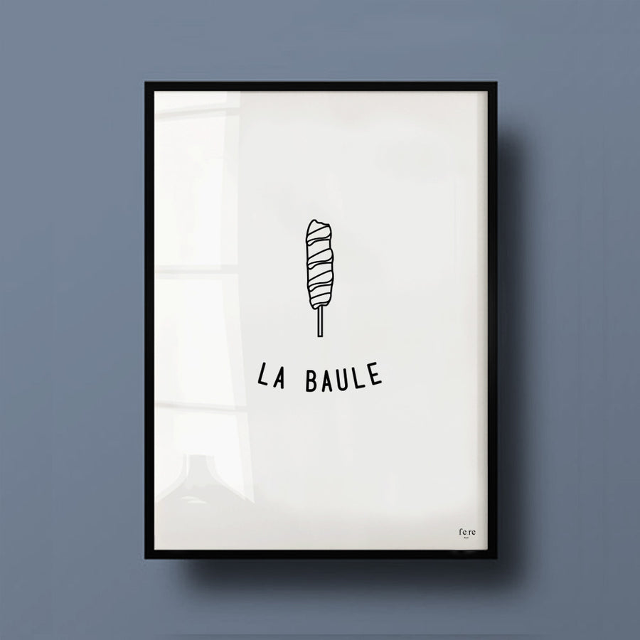 Affiche France, La Baule - Fere, illustration et décoration en noir et blanc