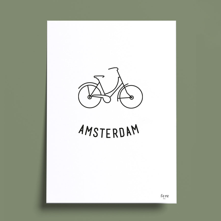 Affiche Monde, Amsterdam - Fere, illustration et décoration en noir et blanc