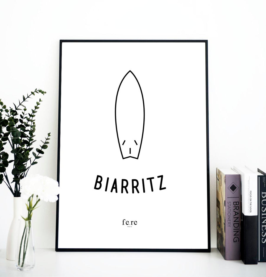 Affiche France, Biarritz - Fere, illustration et décoration en noir et blanc