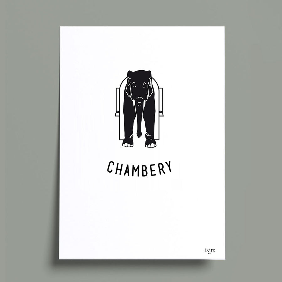 Affiche France chambery fontaine 4 sans culs Fere, illustration et décoration en noir et blanc 