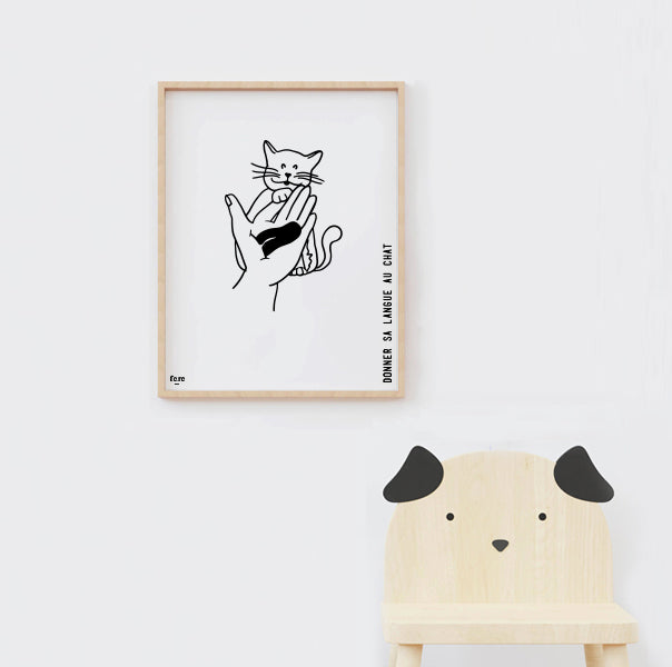Affiche Expression - Donner sa langue au chat