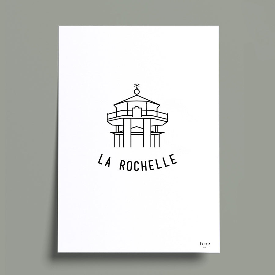 Affiche France, La Rochelle Fere, illustration et décoration en noir et blanc