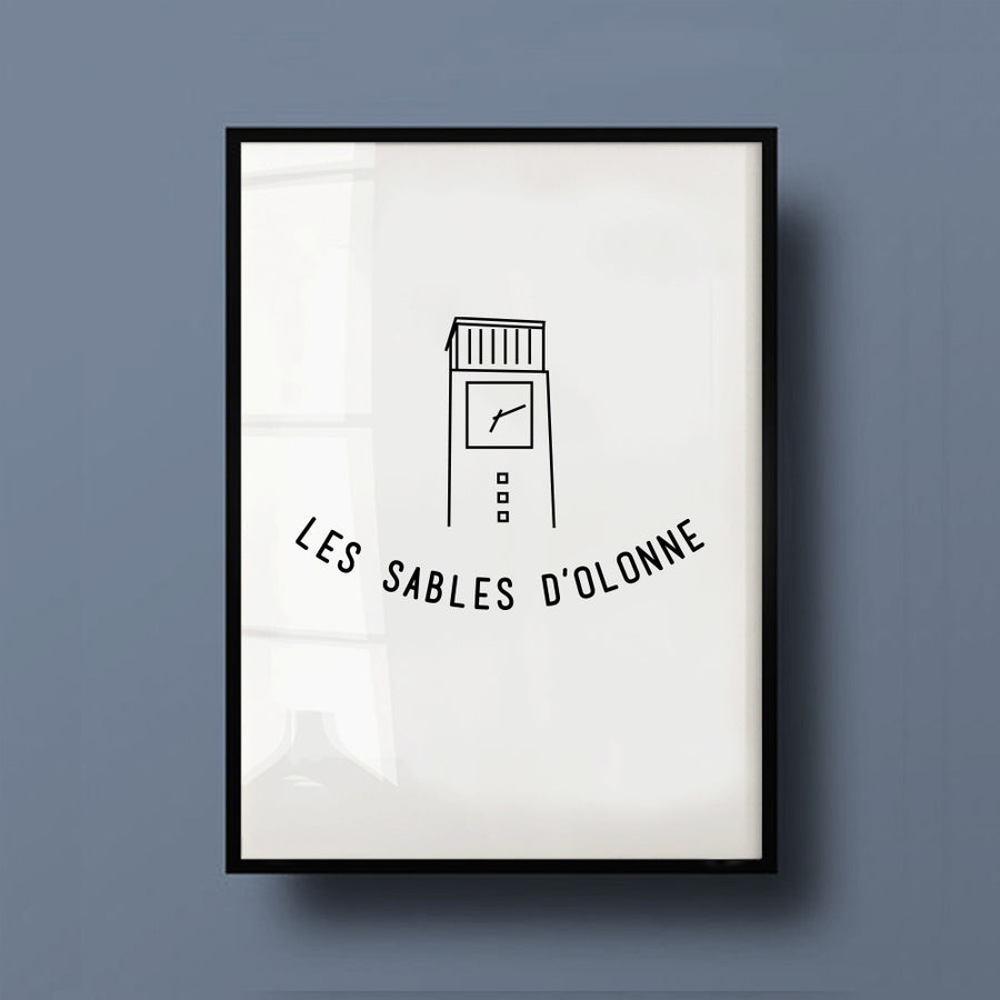 Affiche France, Les Sables d'Olonne - Fere, illustration et décoration en noir et blanc