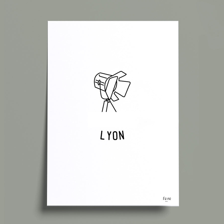 Affiche France, Lyon - Fere, illustration et décoration en noir et blanc